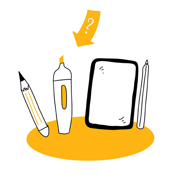 Dessin : un crayon, un feutre et un iPad